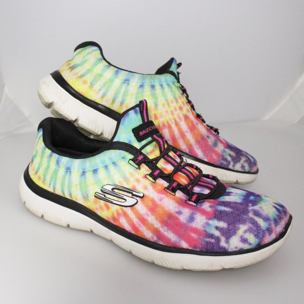 Skechers Rainbow Tie Dye Summits Slip On Shoes US8
